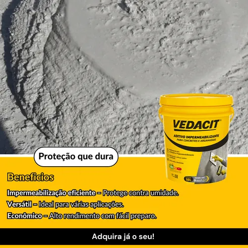 Aditivo Impermeabilizante Vedacit 18L - Para Concreto e Argamassa